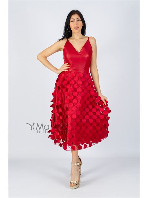 Abito midi con pois CARLA RUIZ | CR96530ROSSO